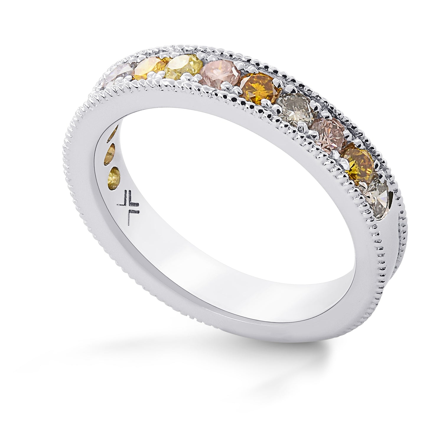 Multicolored Diamond Milgrain Band Ring