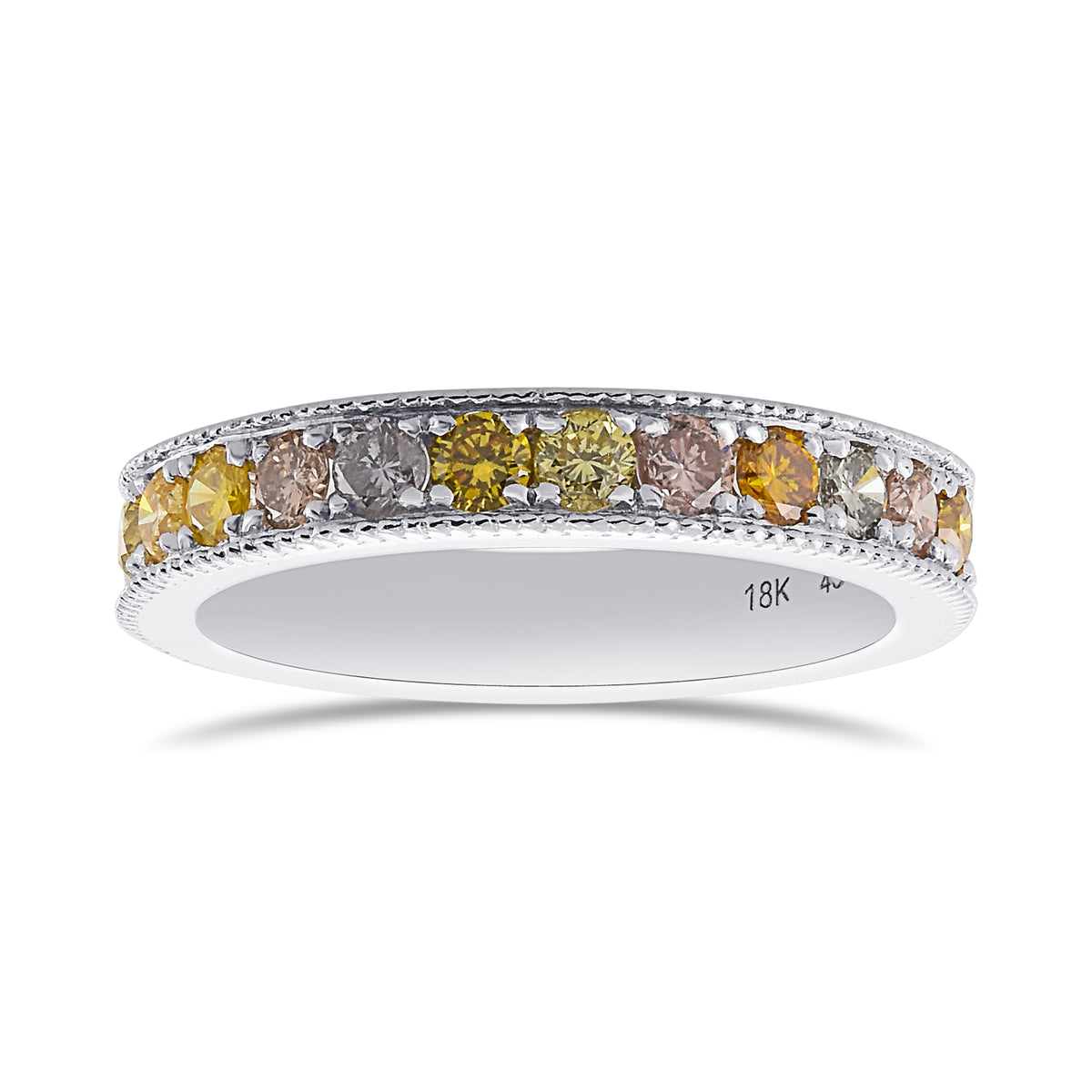 Multicolored Diamond Milgrain Band Ring