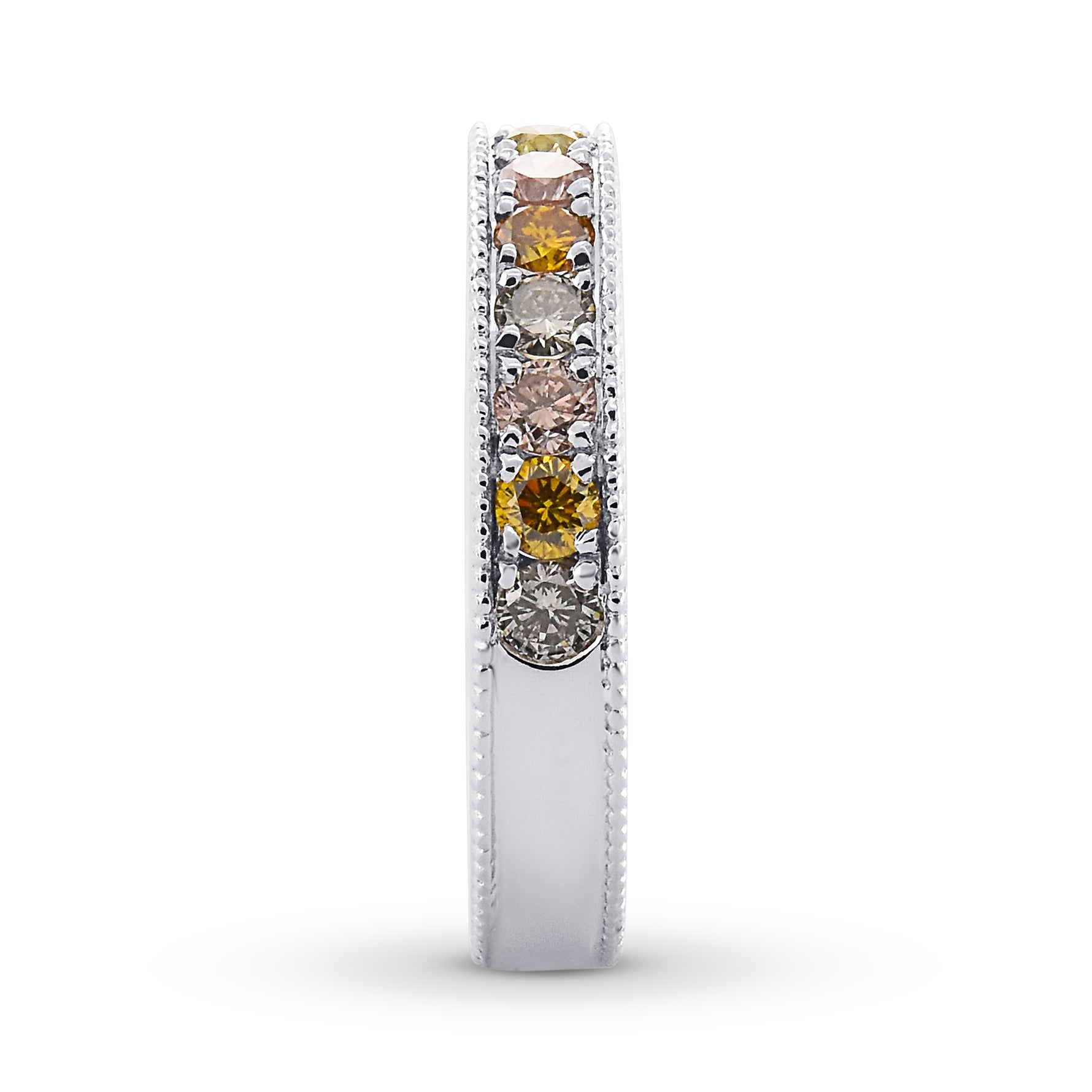 Multicolored Diamond Milgrain Band Ring