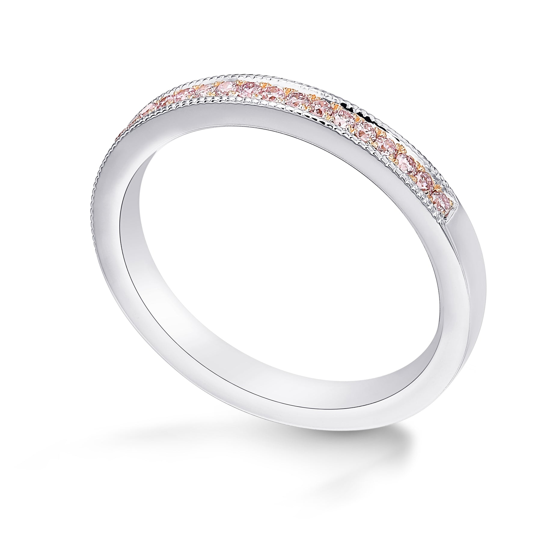 Fancy Light Pink Diamond Milgrain Band Ring
