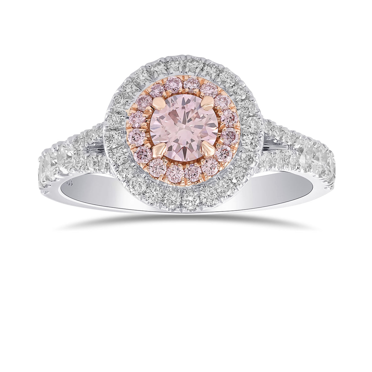 Argyle Fancy Pink Round Diamond Double Halo Ring