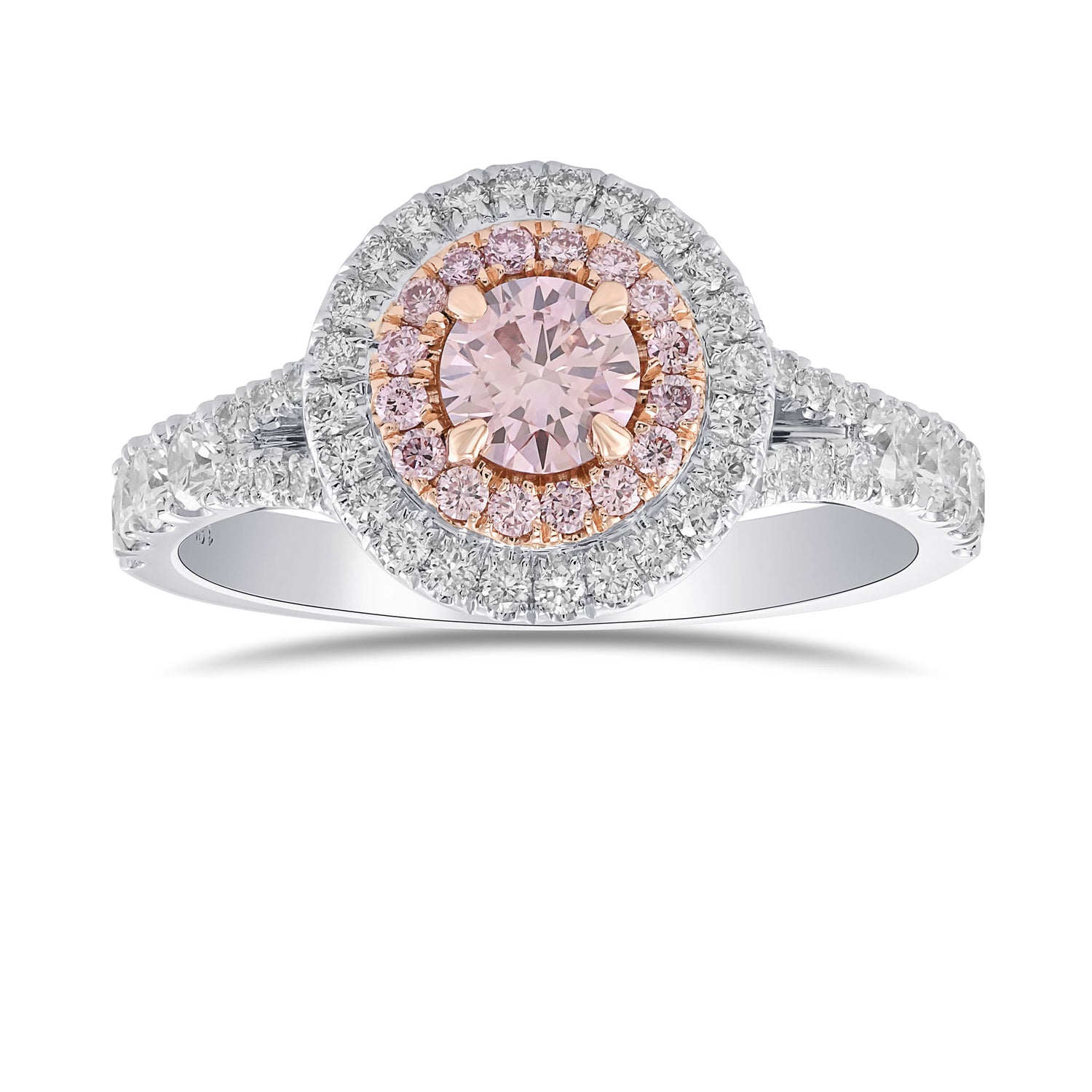 Argyle Fancy Pink Round Diamond Double Halo Ring