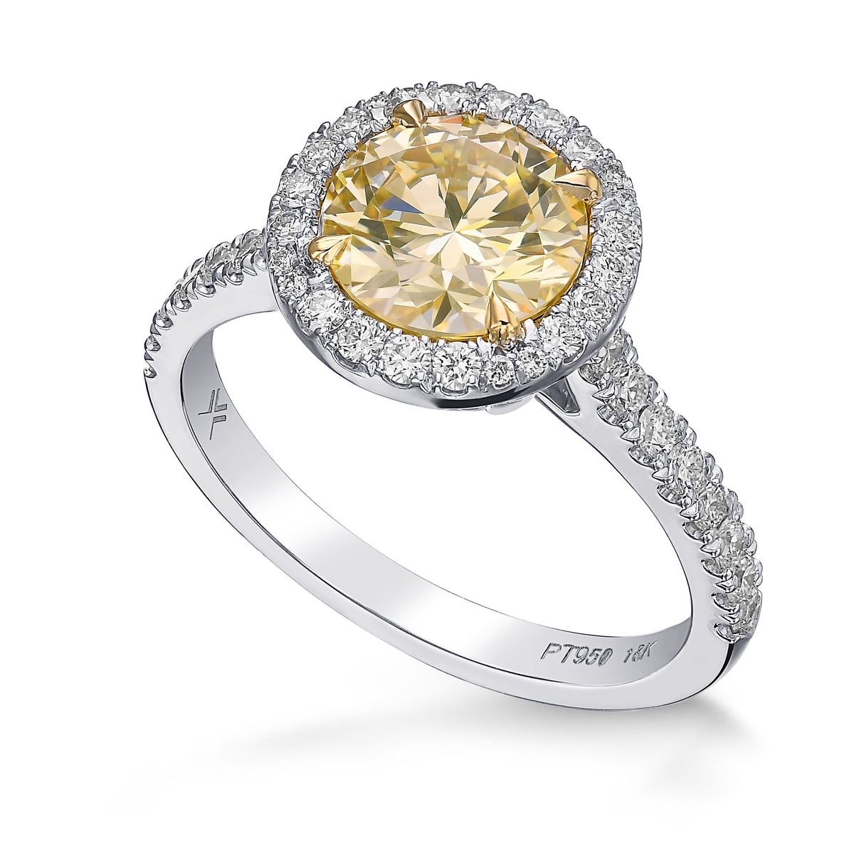 Fancy Yellow Round Halo Diamond Ring