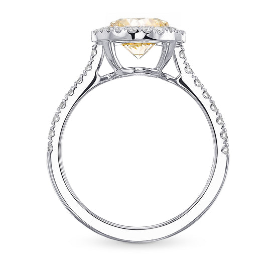 Fancy Yellow Round Halo Diamond Ring