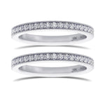 Pair of Diamond Milgrain Pave Wedding Bands