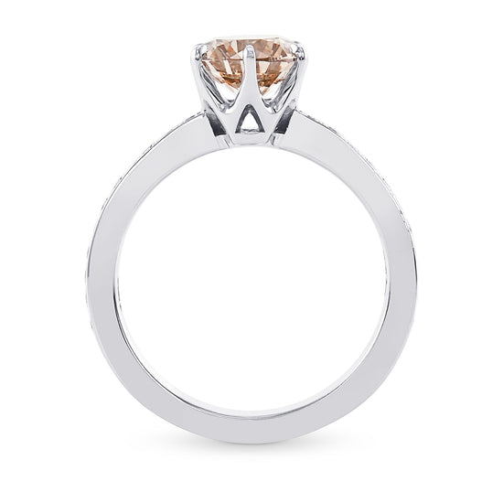 Fancy Brown  Round  Diamond Side Stone  Ring