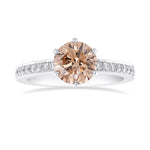 Fancy Brown  Round  Diamond Side Stone  Ring