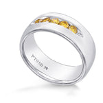 Fancy Vivid Orange Yellow Men's Diamond Band Ring
