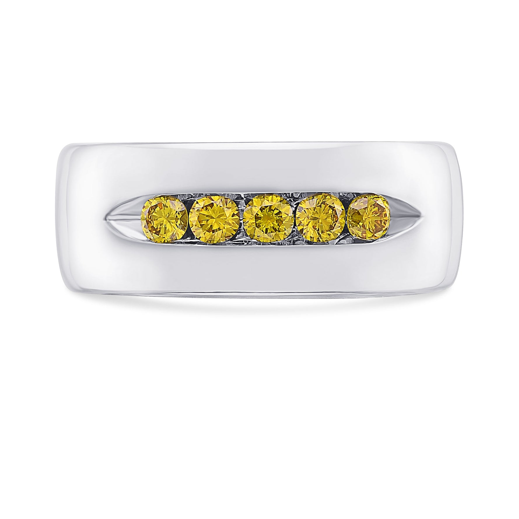 Fancy Vivid Orange Yellow Men's Diamond Band Ring