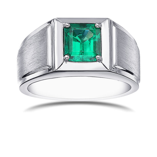 Green Colombian Emerald Gents Ring