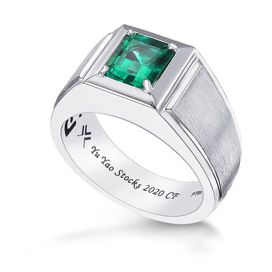 Green Colombian Emerald Gents Ring