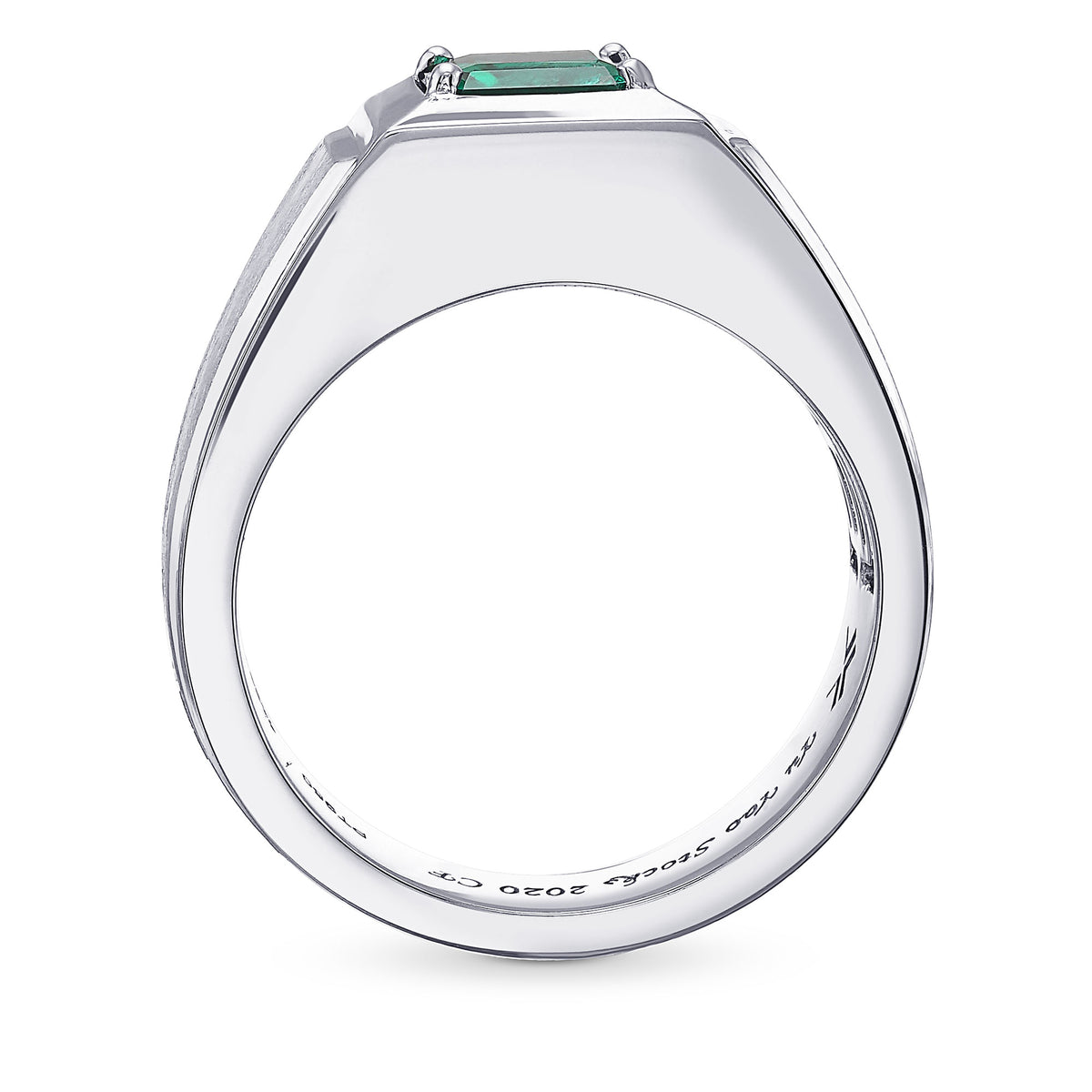 Green Colombian Emerald Gents Ring