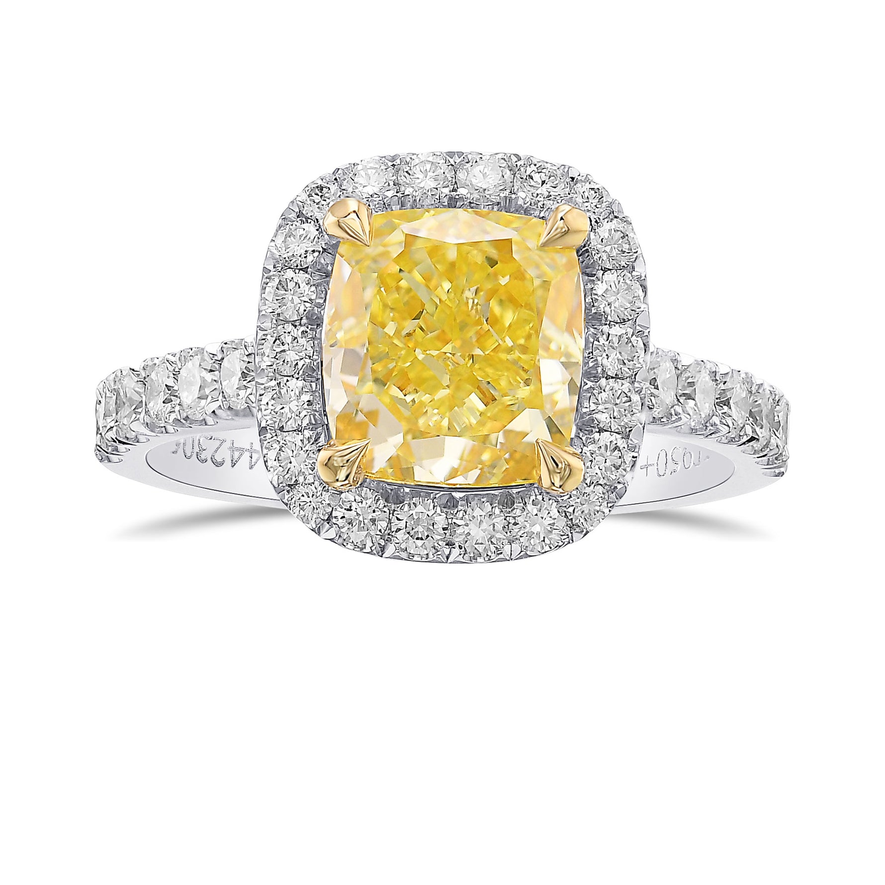Fancy Intense Yellow Cushion Halo Diamond Ring