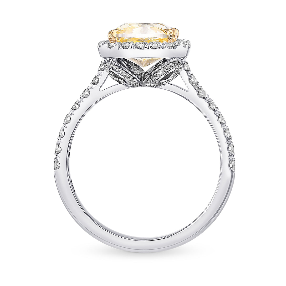 Fancy Yellow Cushion Halo Diamond Ring
