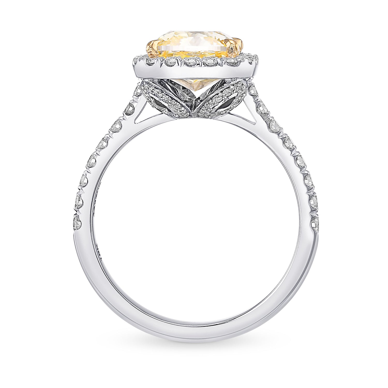 Fancy Yellow Cushion Halo Diamond Ring