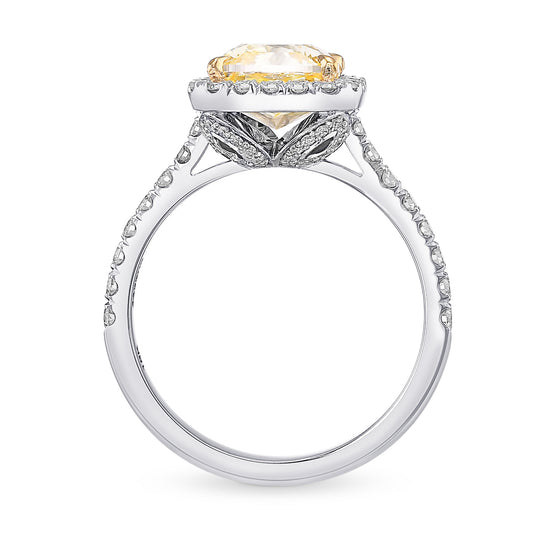 Fancy Yellow Cushion Halo Diamond Ring