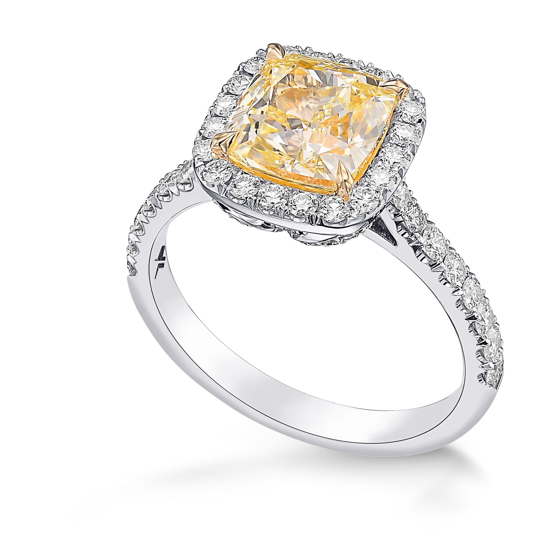 Fancy Yellow Cushion Halo Diamond Ring