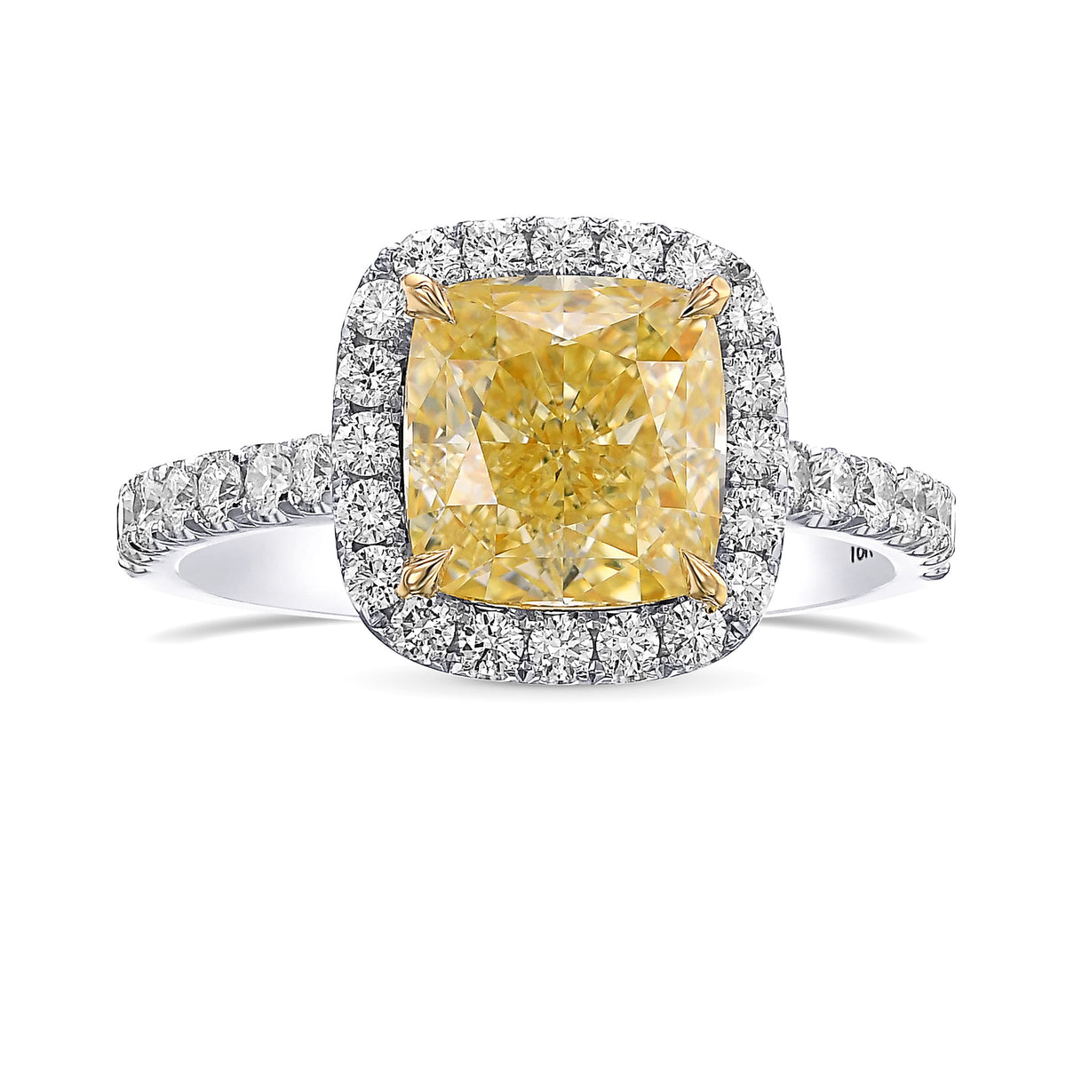 Fancy Yellow Cushion Halo Diamond Ring