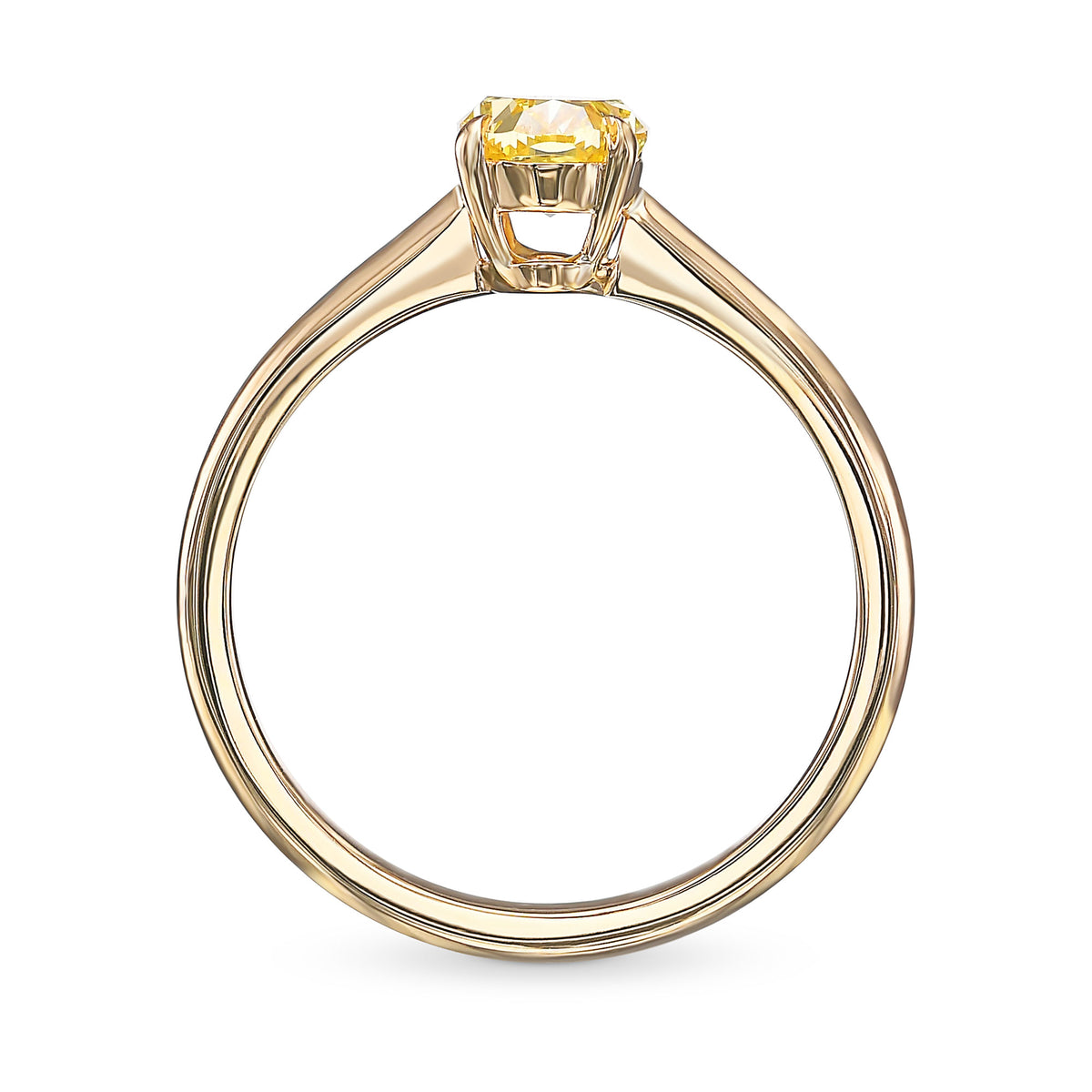 Fancy Vivid Yellow Oval Solitaire Diamond Ring