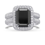 Fancy Black Emerald Diamond Engagement & Wedding Ring Set