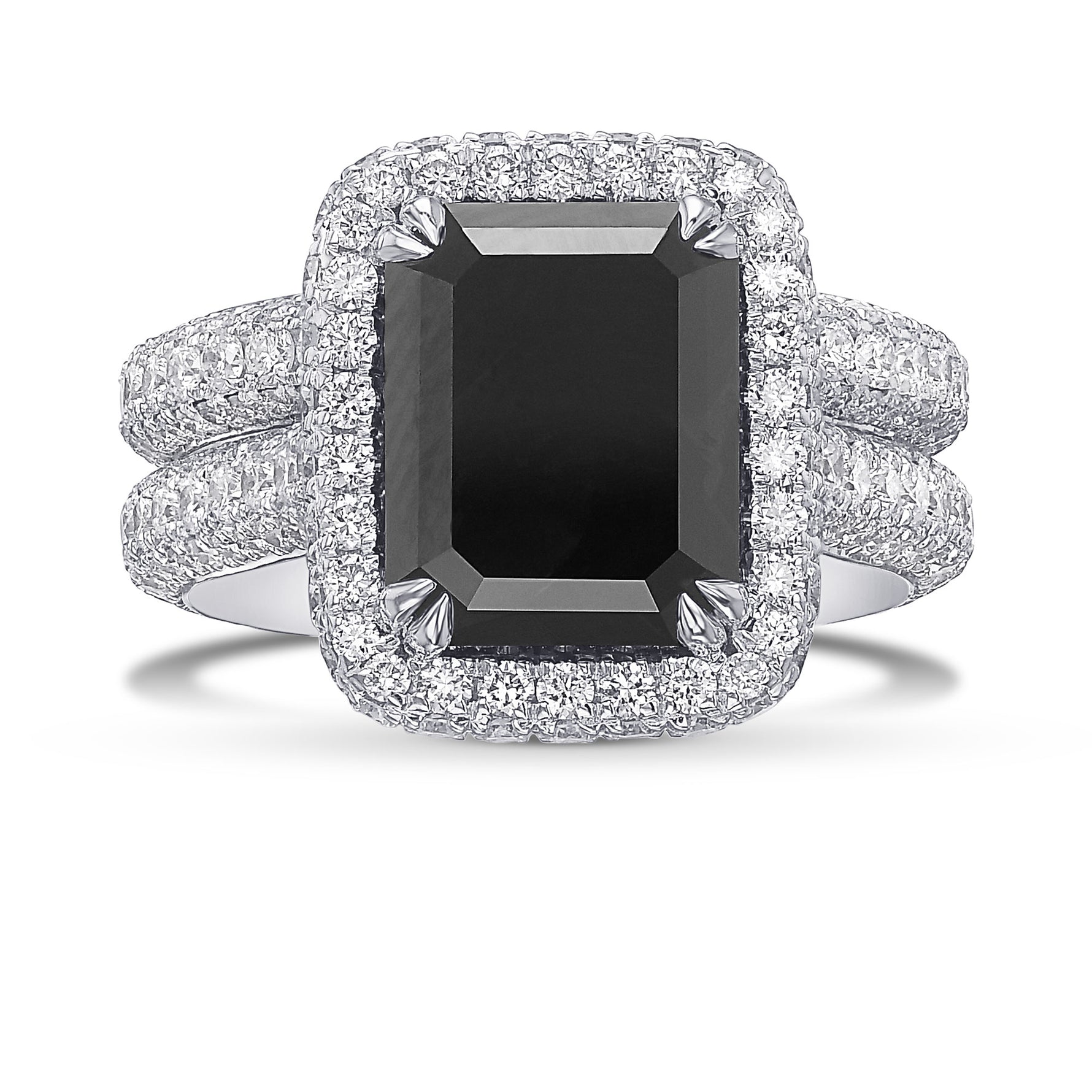 Fancy Black Emerald Diamond Engagement & Wedding Ring Set