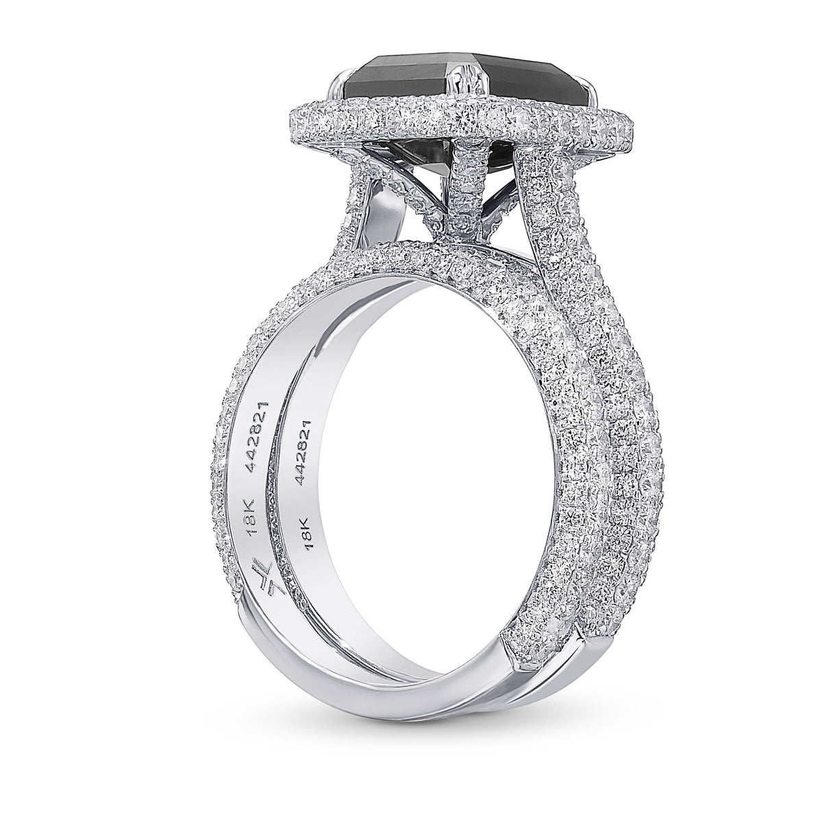 Fancy Black Emerald Diamond Engagement & Wedding Ring Set