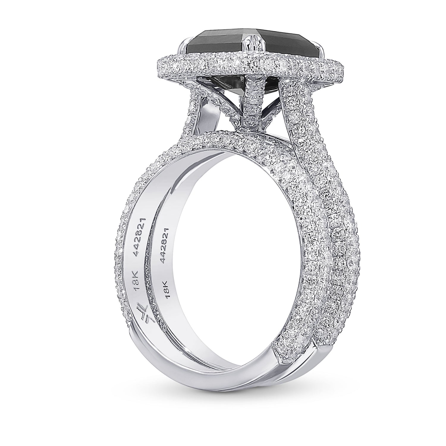 Fancy Black Emerald Diamond Engagement & Wedding Ring Set