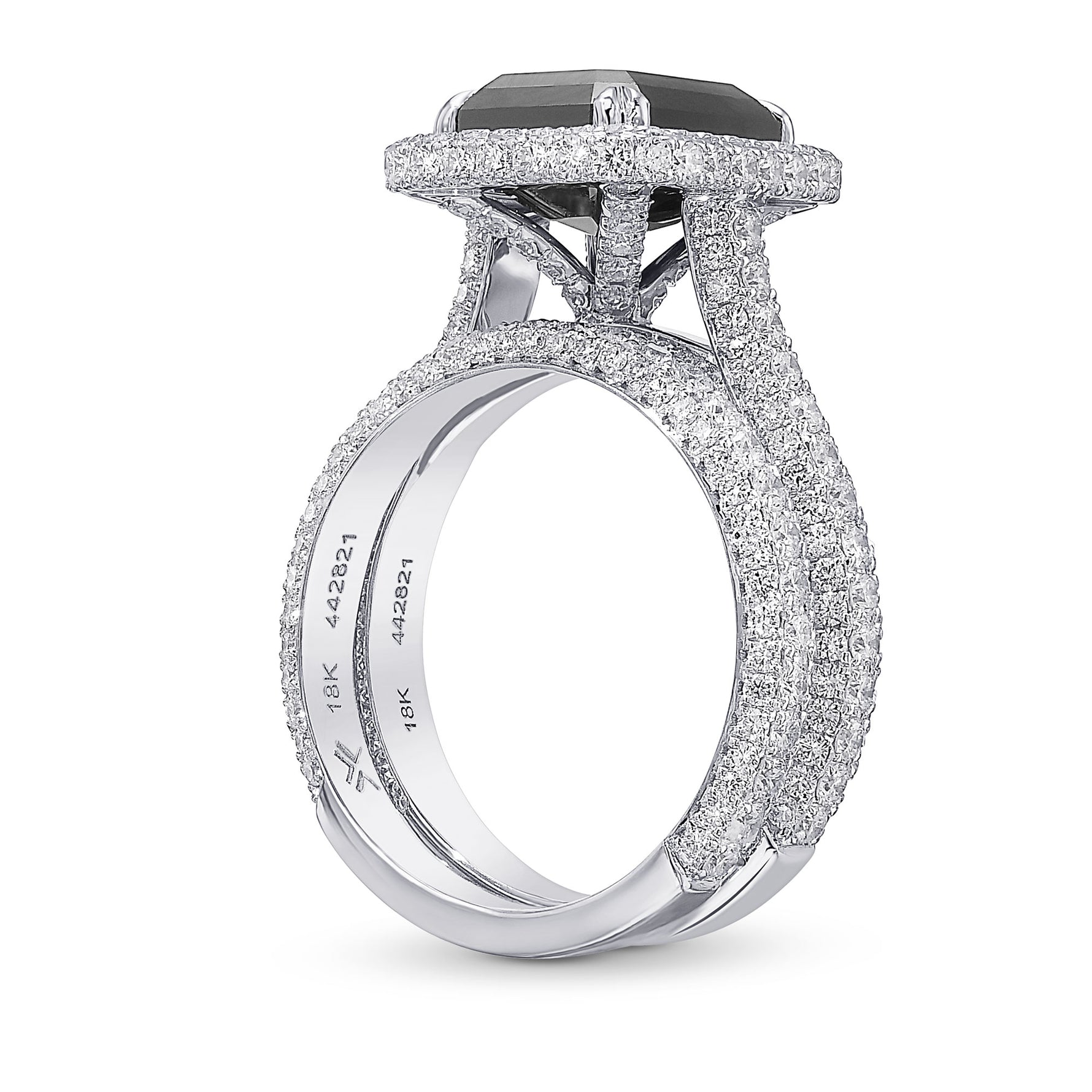 Fancy Black Emerald Diamond Engagement & Wedding Ring Set