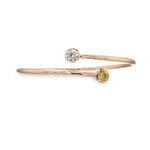 Fancy Deep Brownish Yellow & Colorless Round Diamond Hoop Single-row Bangle