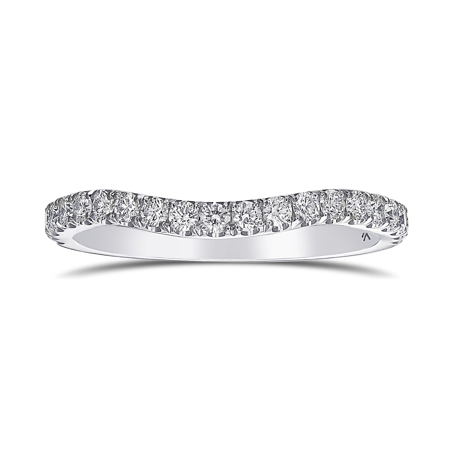 Contoured Open Pave Diamond Wedding Band