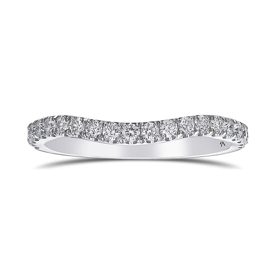 Contoured Open Pave Diamond Wedding Band