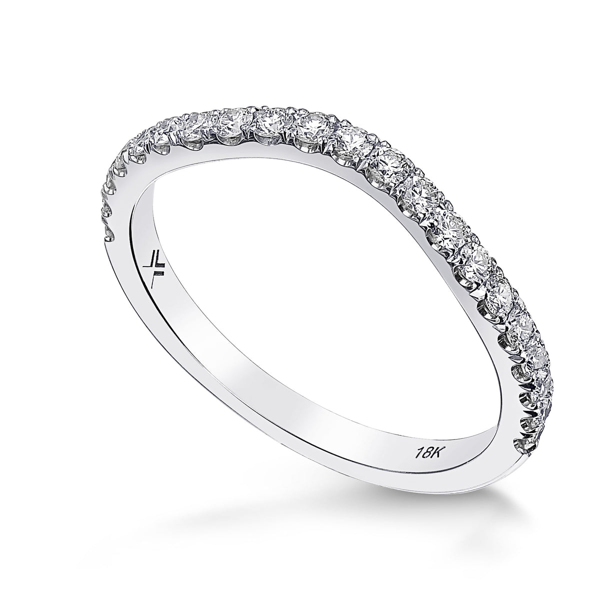 Contoured Open Pave Diamond Wedding Band