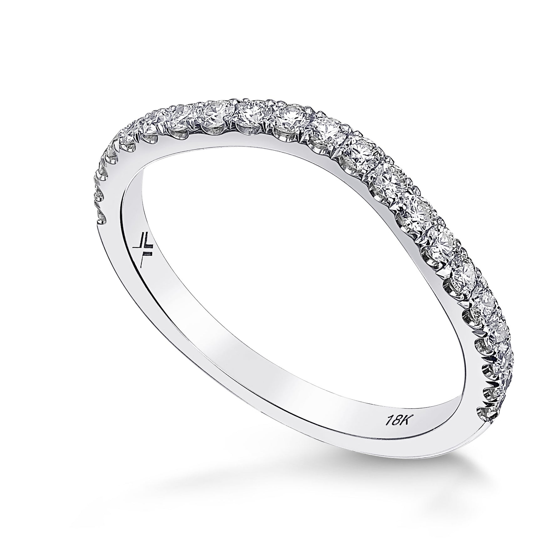 Contoured Open Pave Diamond Wedding Band