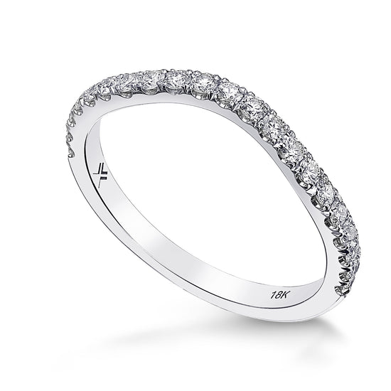 Contoured Open Pave Diamond Wedding Band
