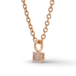 Fancy Light Orangy Pink Cushion Diamond Solitaire Pendant