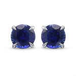 Round Blue Sapphire Stud Earrings