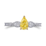 Fancy Intense Yellow Pear Diamond Side Stone Ring