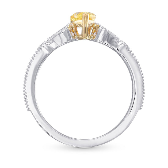 Fancy Intense Yellow Pear Diamond Side Stone Ring
