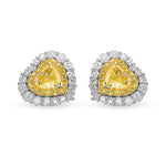 Fancy Yellow Heart Halo Diamond Earrings