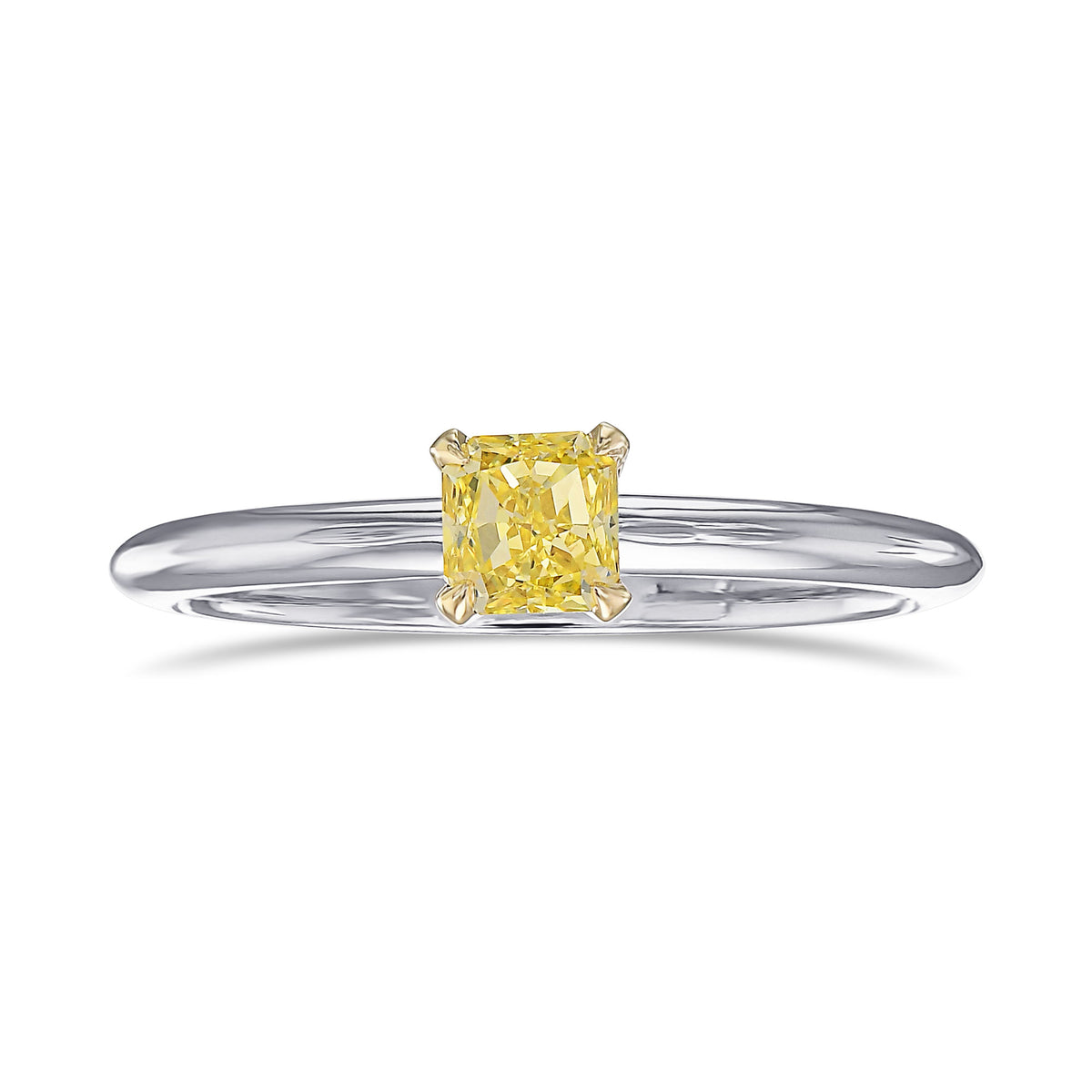 Fancy Intense Yellow Radiant Solitaire Ring