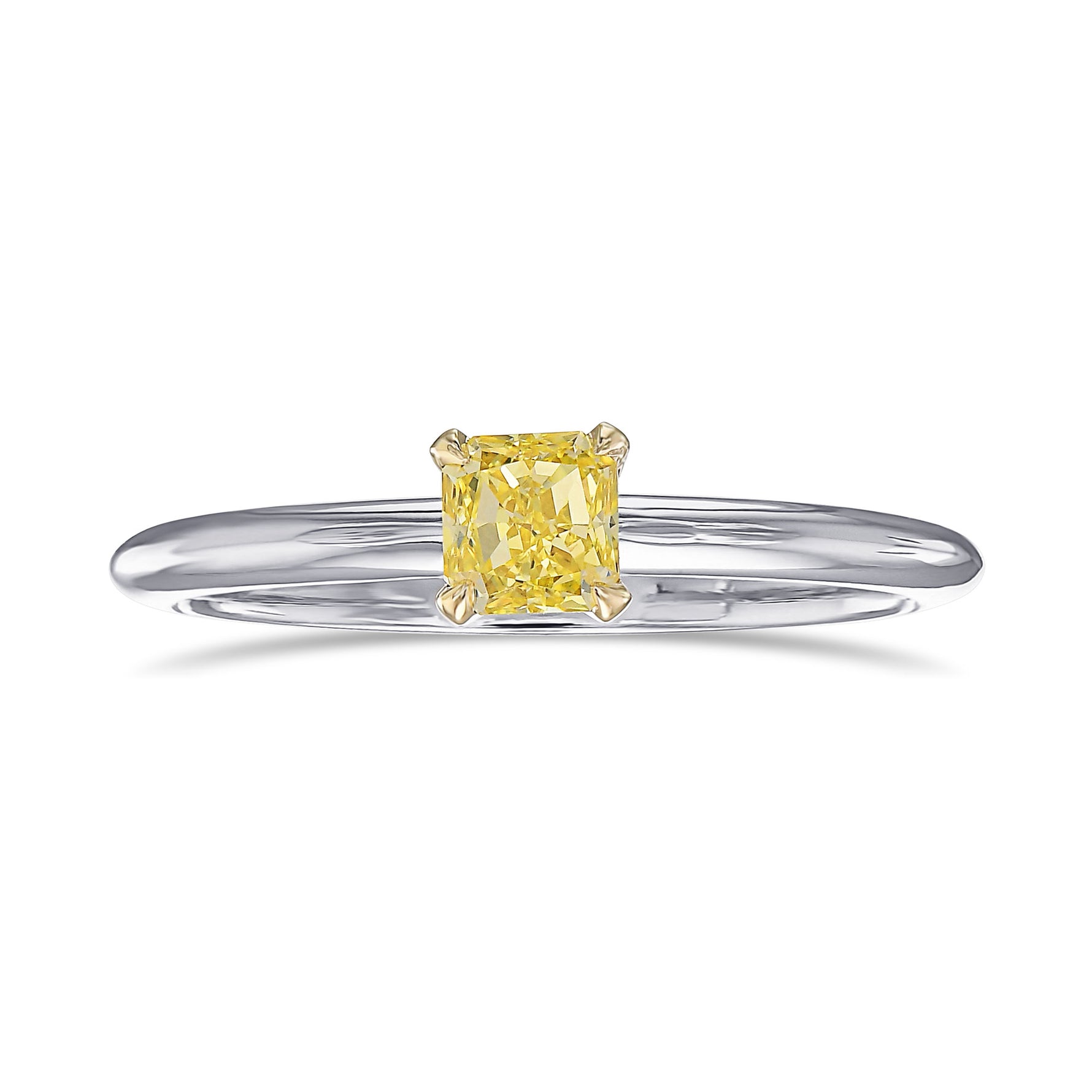 Fancy Intense Yellow Radiant Solitaire Ring