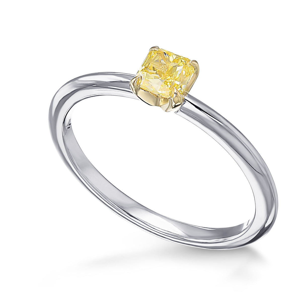 Fancy Intense Yellow Radiant Solitaire Ring
