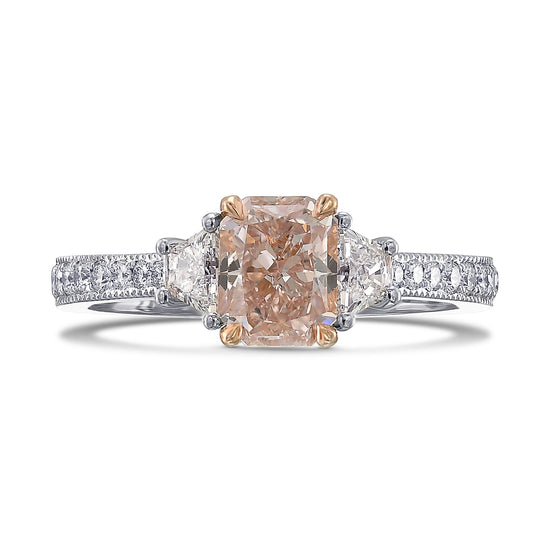 Fancy Pink Radiant 3-stone Diamond Wedding Set Rings 