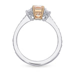 Fancy Pink Radiant 3-stone Diamond Wedding Set Rings 