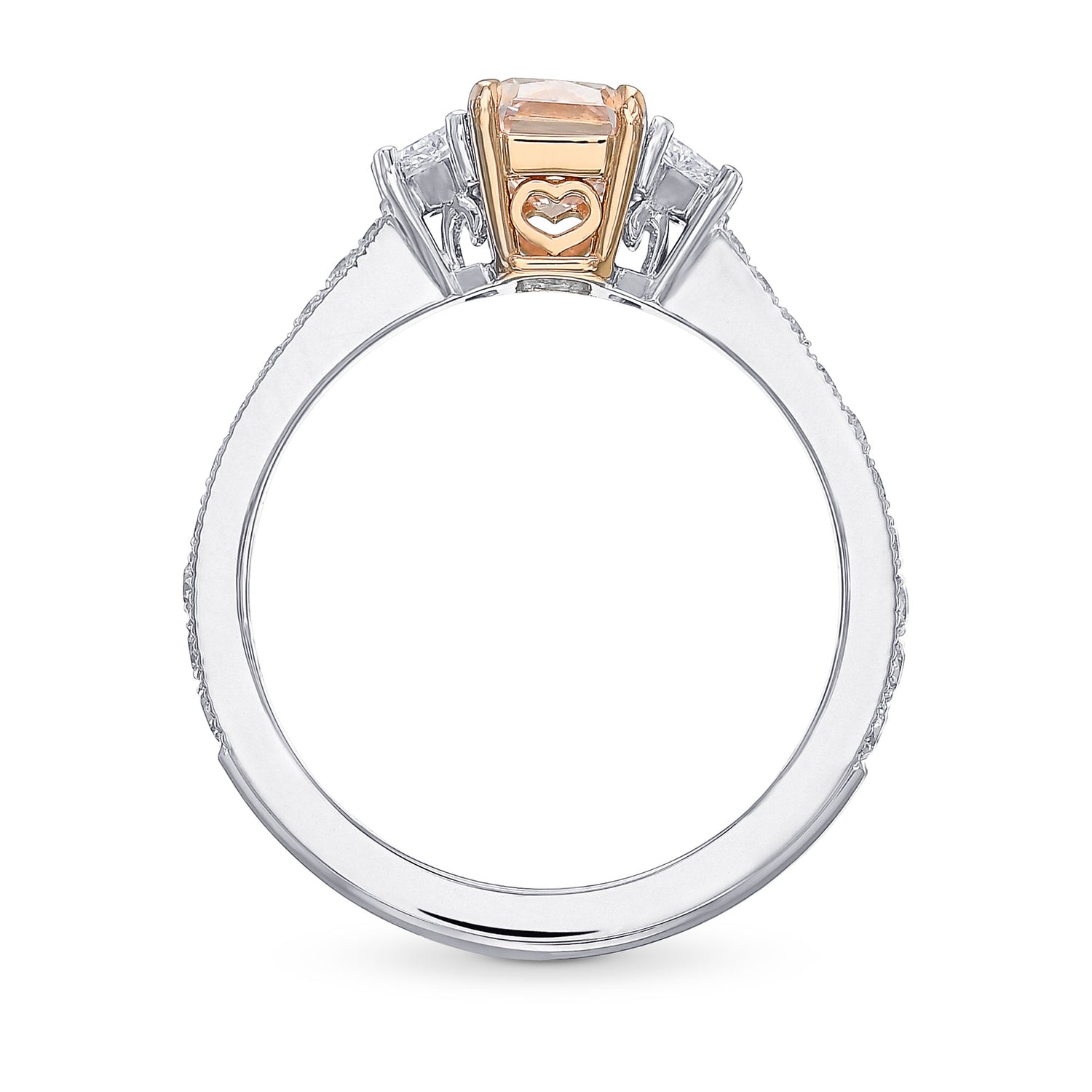 Fancy Pink Radiant 3-stone Diamond Wedding Set Rings 