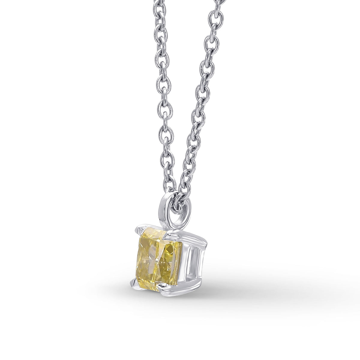 Fancy Yellow Radiant Solitaire Diamond Pendant
