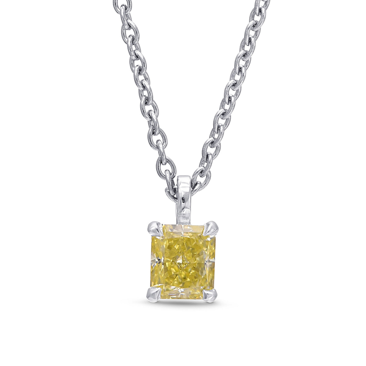 Fancy Yellow Radiant Solitaire Diamond Pendant