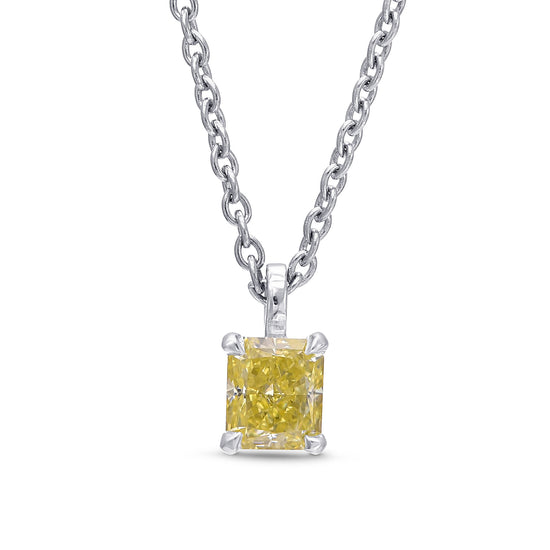 Fancy Yellow Radiant Solitaire Diamond Pendant