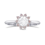 GIA White and Pink Diamond Engagement Halo Ring