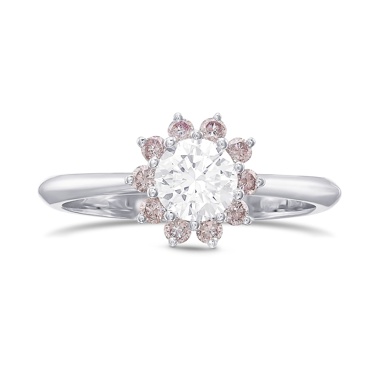 GIA White and Pink Diamond Engagement Halo Ring